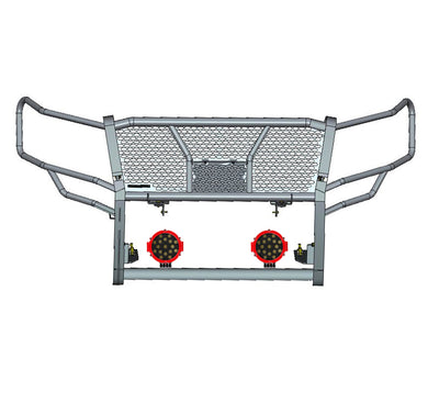 2018-2024 Ford Expedition Rugged Heavy Duty Grille Guard Kit Modular Incl. pair of 7.0" Dia. LED  Lights w/ Red Trim Rings w/ Wiring Harness and Switch | Black Horse Off Road - Image 3