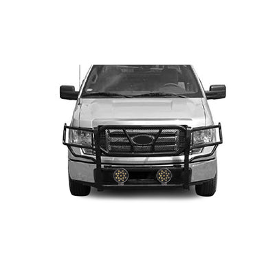 2009-2014 Ford F-150 Rugged Heavy Duty Grille Guard Kit Modular Incl. pair of 7.0" Dia. LED  Lights w/ Black Trim Rings w/ Wiring Harness and Switch | Black Horse Off Road - Image 2