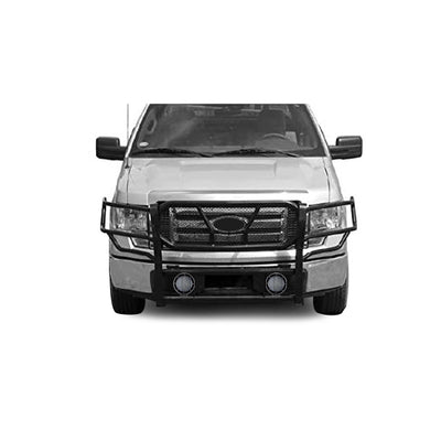 2009-2014 Ford F-150 Rugged Heavy Duty Grille Guard Kit Modular Pair of 5.3" Dia. LED Flood Lights w/ Black Trim Rings Wiring Harness  and Switch | Black Horse Off Road - Image 2