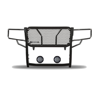2009-2014 Ford F-150 Rugged Heavy Duty Grille Guard Kit Modular Pair of 5.3" Dia. LED Flood Lights w/ Black Trim Rings Wiring Harness  and Switch | Black Horse Off Road - Image 3