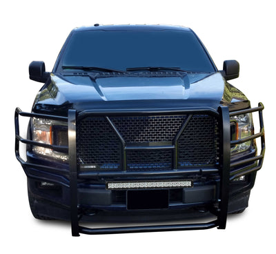 2015-2020 Ford F-150 Rugged Heavy Duty Grille Guard Kit Modular Includes 1 20in Double Row LED Light Bar | Black Horse Off Road - Image 2