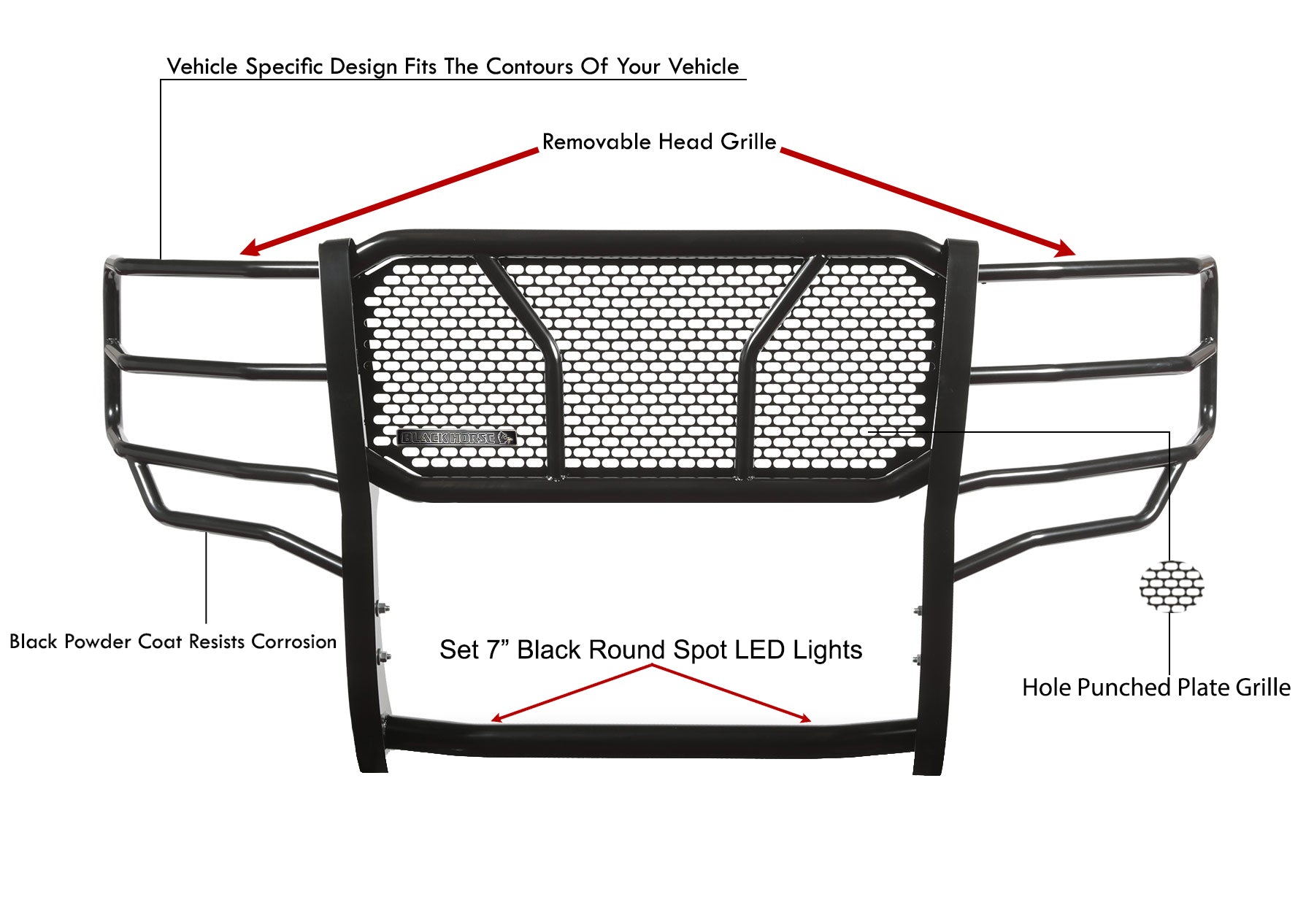 2011-2016 Ford F-250 Super Duty Rugged Heavy Duty Grille Guard Kit Modular | Black Horse Off Road - Image 5