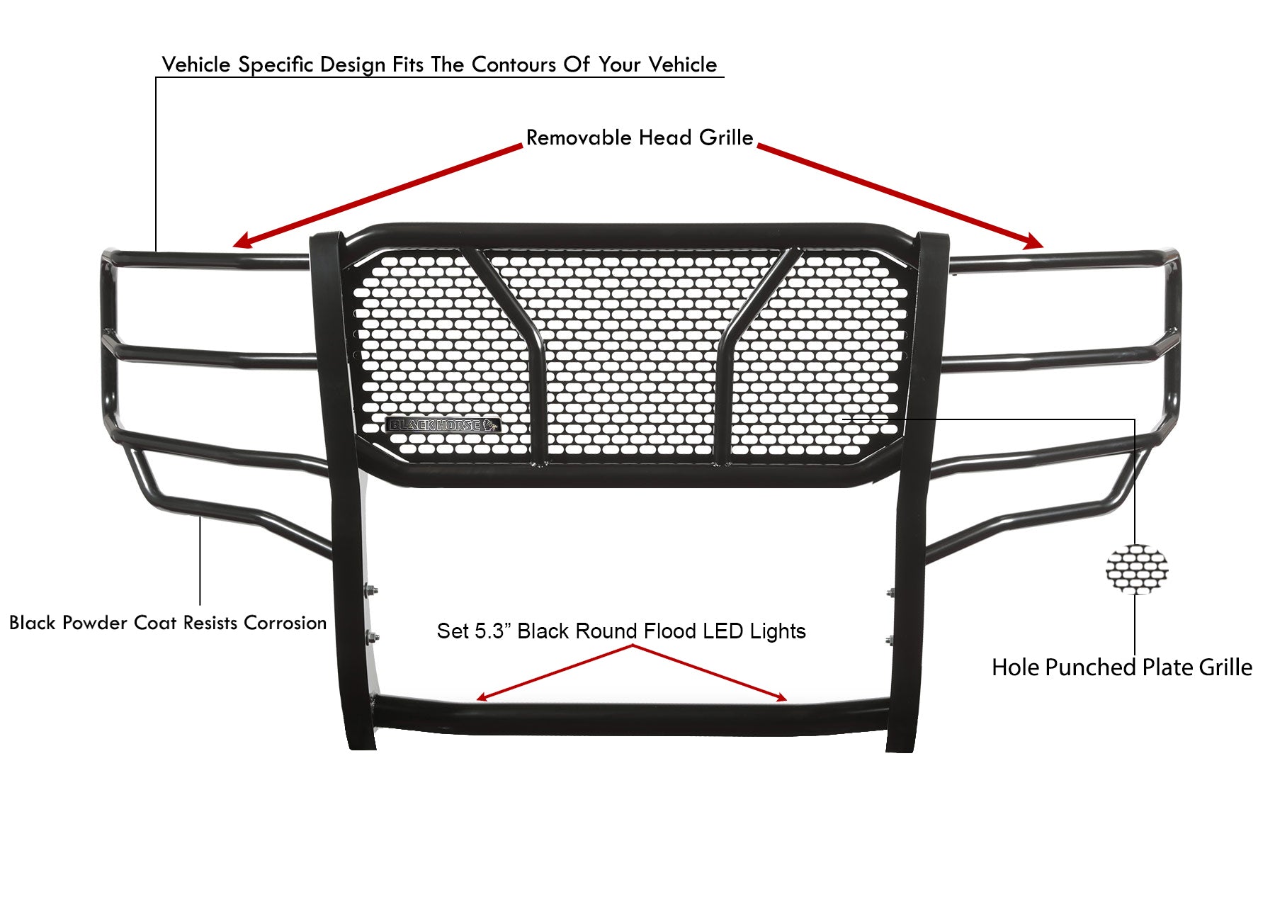 2011-2016 Ford F-250 Super Duty Rugged Heavy Duty Grille Guard Kit Modular | Black Horse Off Road - Image 4