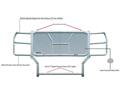 2017-2022 Ford F-250 Super Duty Rugged Heavy Duty Grille Guard Kit Modular | Black Horse Off Road - Image 7