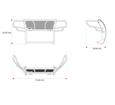 2019-2023 Ford Ranger Rugged Heavy Duty Grille Guard Kit Modular Incl. pair of 7.0" Dia. LED  Lights w/ Red Trim Rings w/ Wiring Harness and Switch | Black Horse Off Road - Image 10