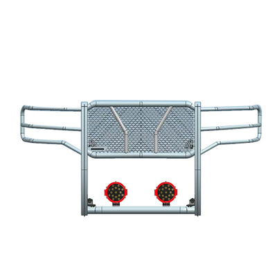 2015-2019 Gmc Sierra 2500 Hd Rugged Heavy Duty Grille Guard Kit Modular Incl. pair of 7.0" Dia. LED  Lights w/ Red Trim Rings w/ Wiring Harness and Switch | Black Horse Off Road - Image 1