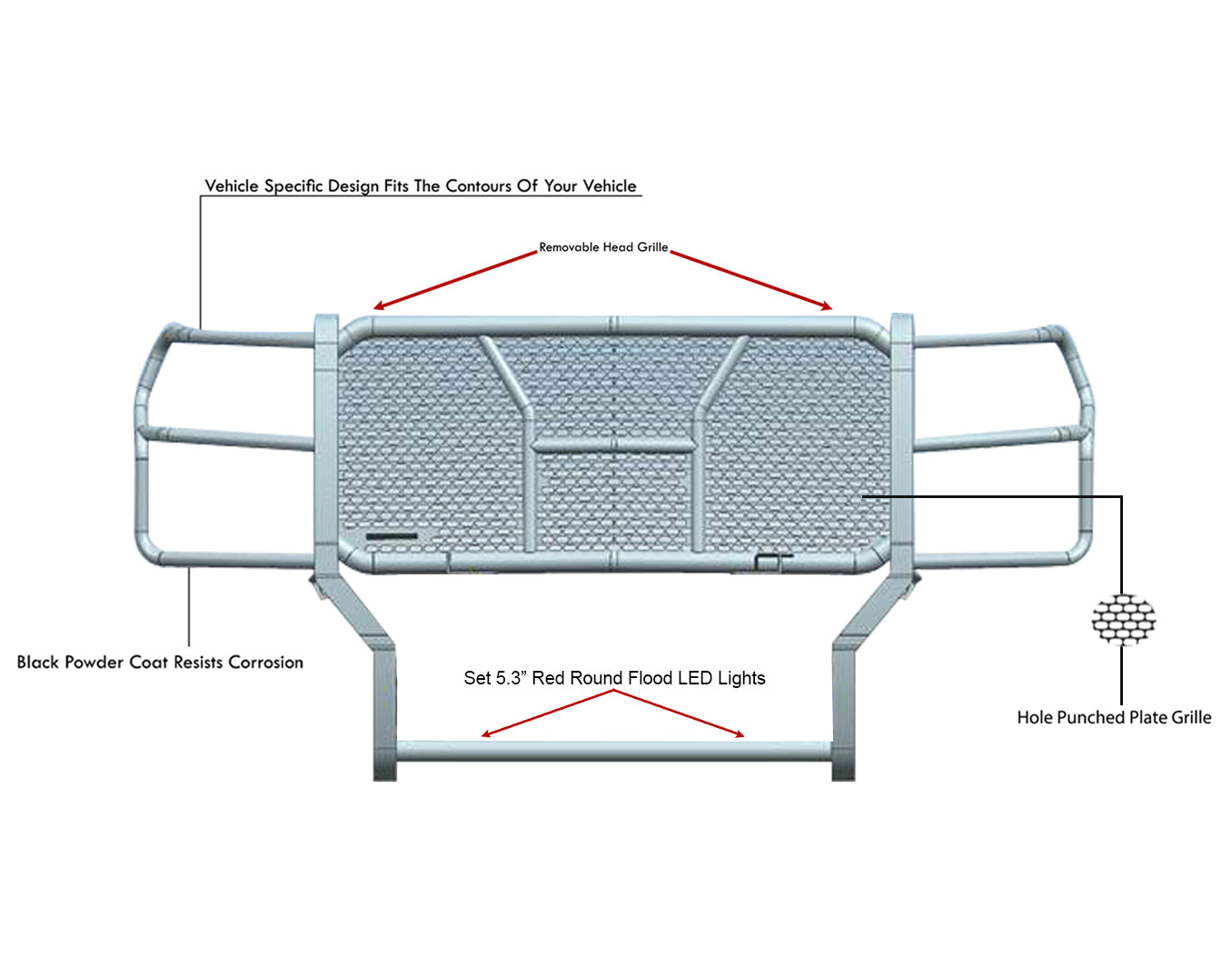 2017-2024 Nissan Titan Rugged Heavy Duty Grille Guard Kit Modular | Black Horse Off Road - Image 6