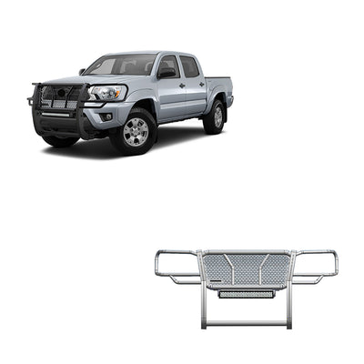 2005-2015 Toyota Tacoma Rugged Heavy Duty Grille Guard Kit Modular Includes 1 20in Double Row LED Light Bar | Black Horse Off Road - Image 1