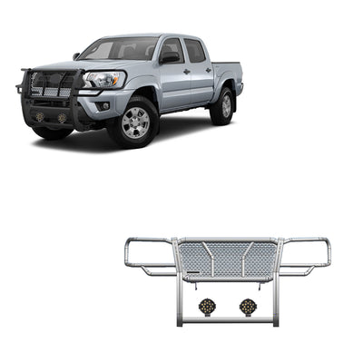 2005-2015 Toyota Tacoma Rugged Heavy Duty Grille Guard Kit Modular Incl. pair of 7.0" Dia. LED  Lights w/ Black Trim Rings w/ Wiring Harness and Switch | Black Horse Off Road - Image 1
