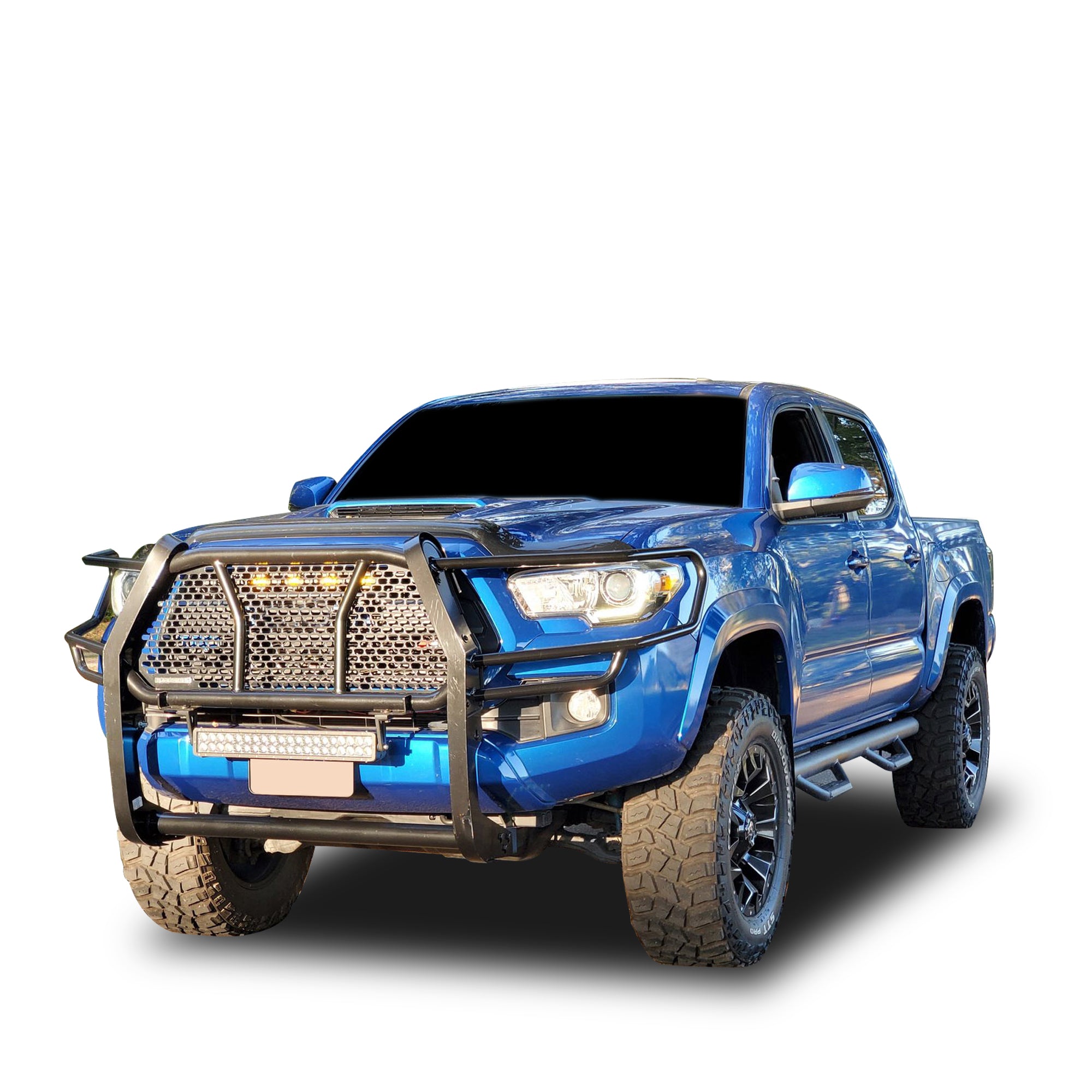 2016-2023 Toyota Tacoma Rugged Heavy Duty Grille Guard Kit Modular Includes 1 20in Double Row LED Light Bar | Black Horse Off Road - Image 3