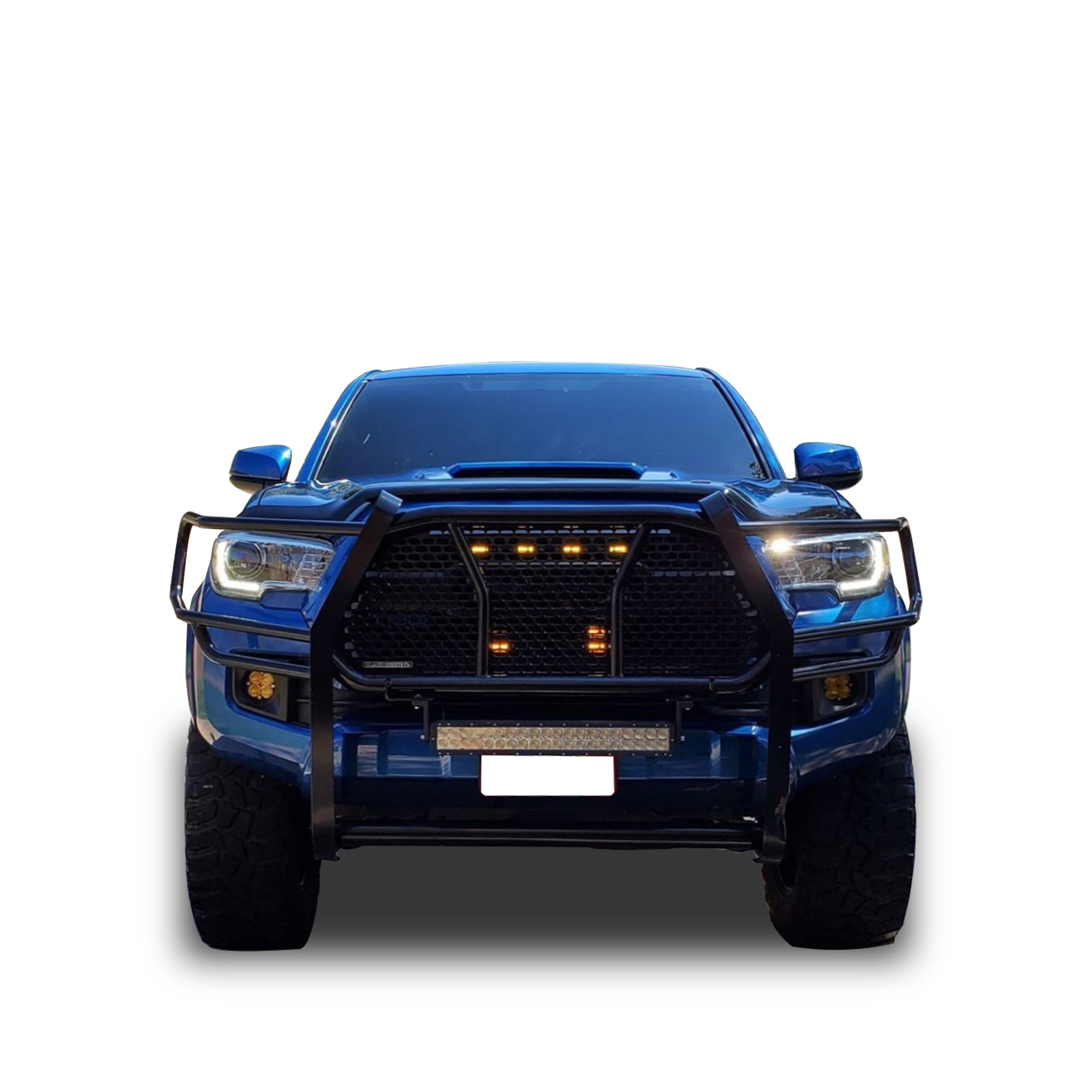 2016-2023 Toyota Tacoma Rugged Heavy Duty Grille Guard Kit Modular Includes 1 20in Double Row LED Light Bar | Black Horse Off Road - Image 4