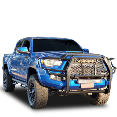 2016-2023 Toyota Tacoma Rugged Heavy Duty Grille Guard Kit Modular Includes 1 20in Double Row LED Light Bar | Black Horse Off Road - Image 5
