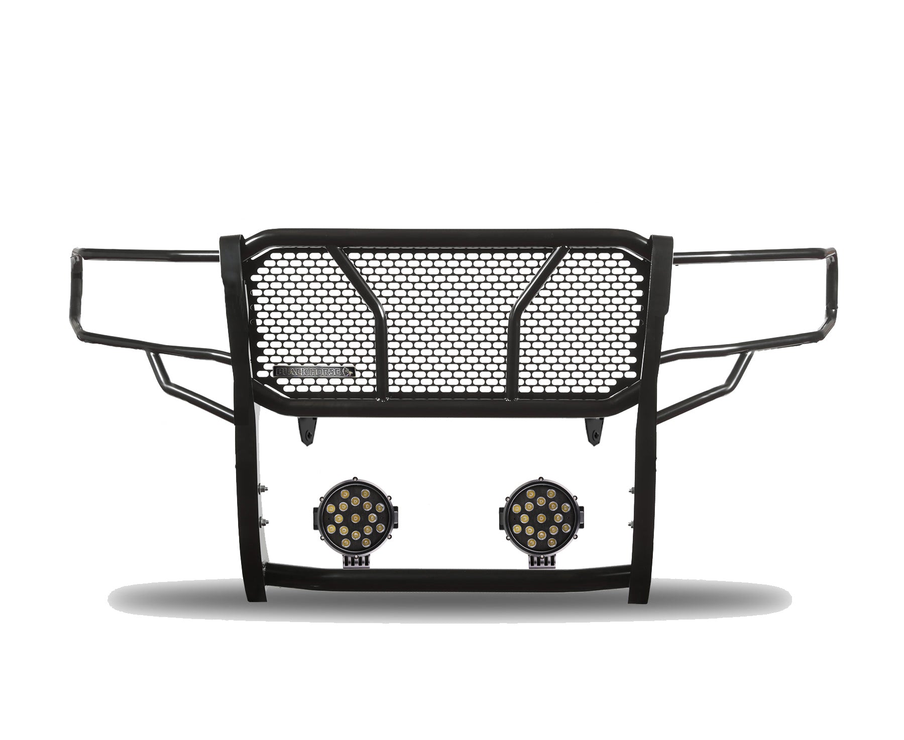 2016-2023 Toyota Tacoma Rugged Heavy Duty Grille Guard Kit Modular Incl. pair of 7.0" Dia. LED  Lights w/ Black Trim Rings w/ Wiring Harness and Switch | Black Horse Off Road - Image 3