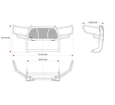 2016-2023 Toyota Tacoma Rugged Heavy Duty Grille Guard Kit Modular Incl. pair of 7.0" Dia. LED  Lights w/ Red Trim Rings w/ Wiring Harness and Switch | Black Horse Off Road - Image 10