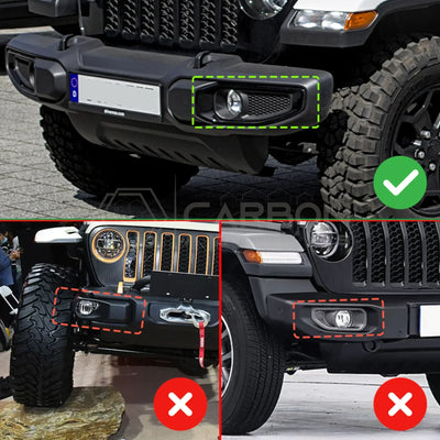 2018+ Jeep Wrangler JL & 2020+ Gladiator JT Real Carbon Fiber Fog Light Trim Covers (2pcs)