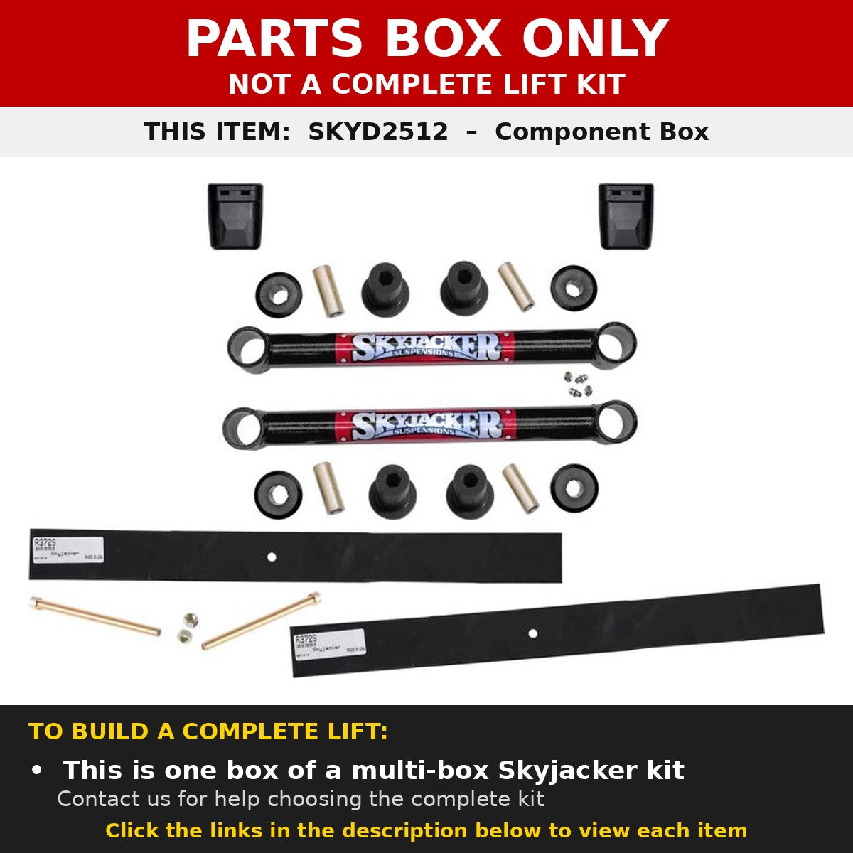 PARTS BOX ONLY - SKYD2512 component box, not a complete lift kit