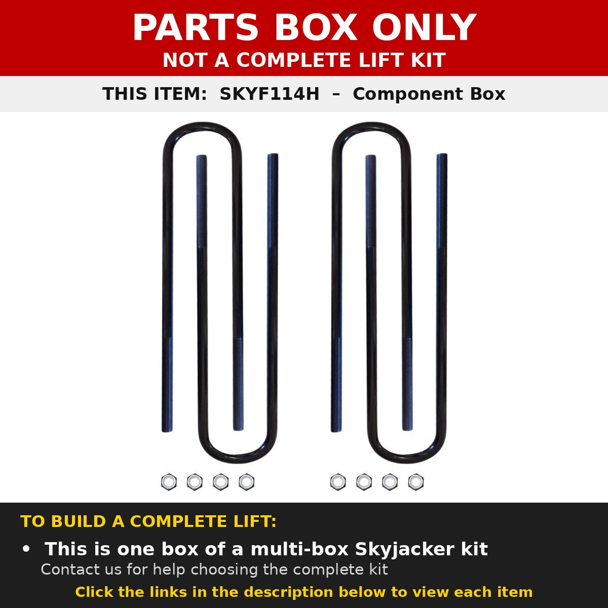 PARTS BOX ONLY - SKYF114H component box, not a complete lift kit