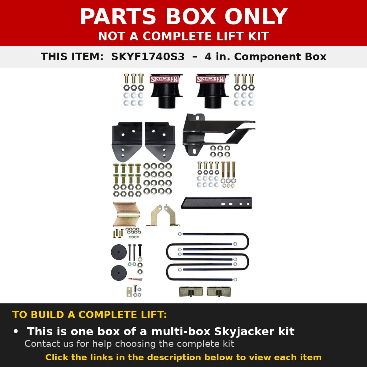 PARTS BOX ONLY - SKYF1740S3 component box, not a complete lift kit