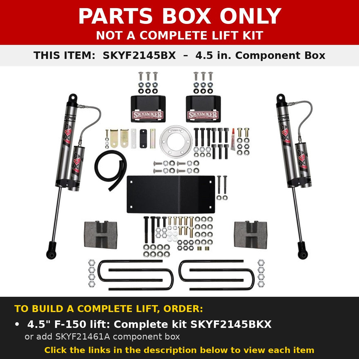 PARTS BOX ONLY - SKYF2145BX component box, not a complete lift kit