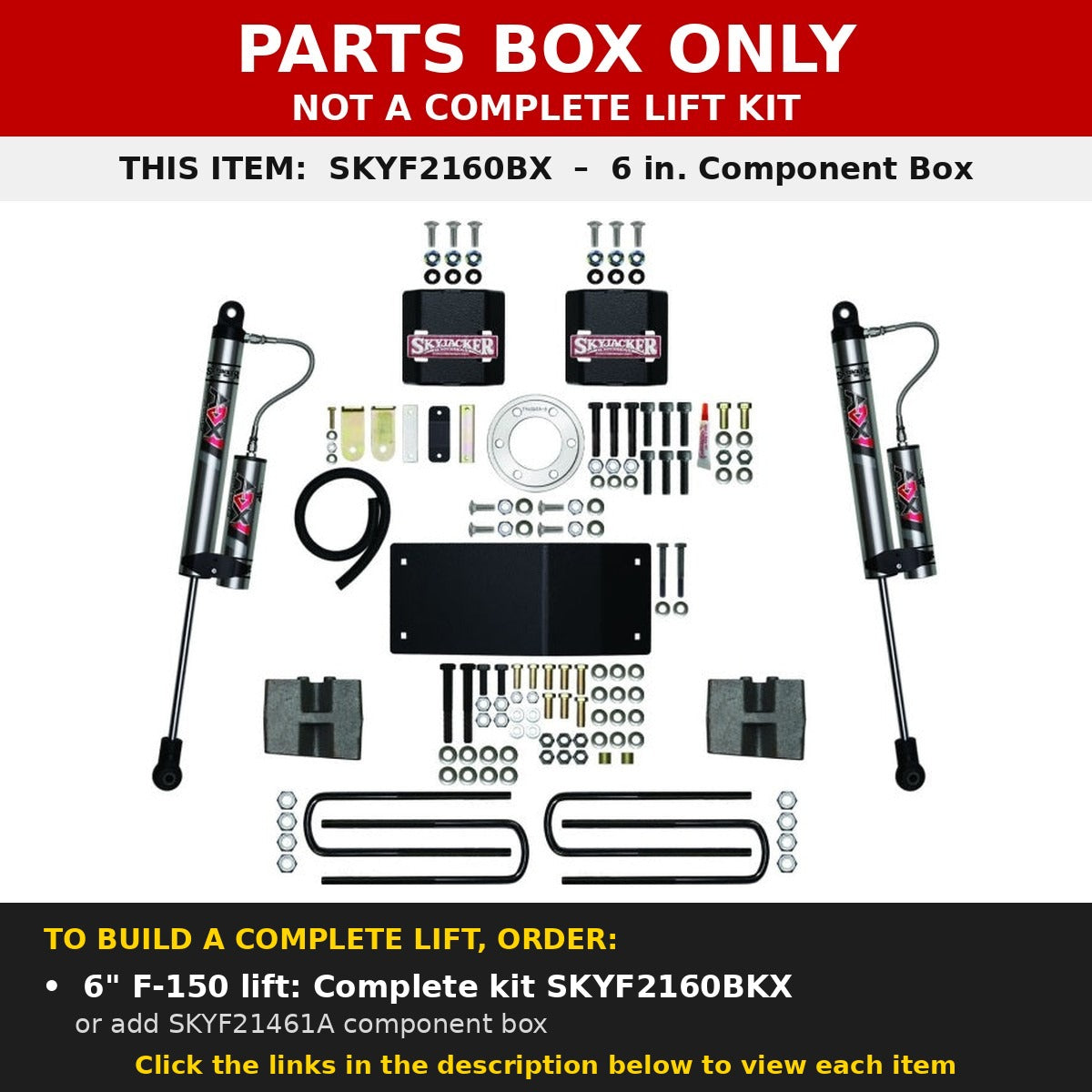 PARTS BOX ONLY - SKYF2160BX component box, not a complete lift kit