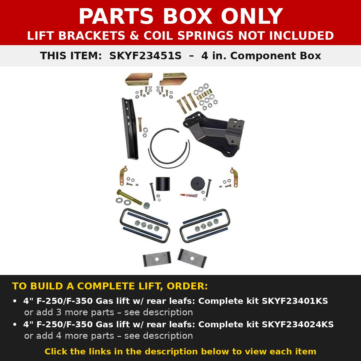 PARTS BOX ONLY - SKYF23451S component box, not a complete lift kit