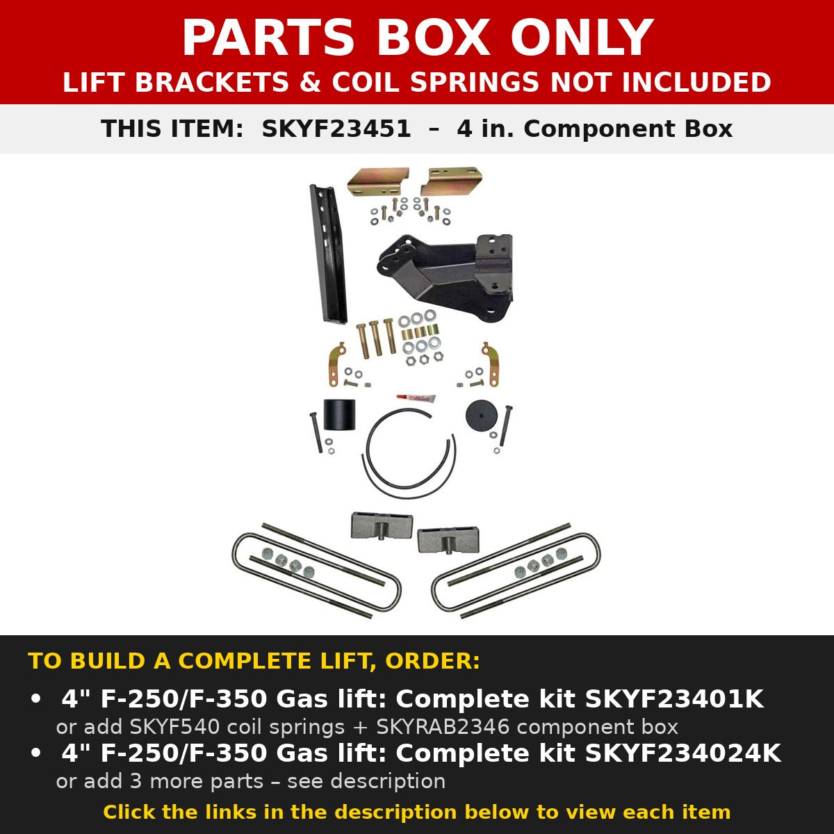 PARTS BOX ONLY - SKYF23451 component box, not a complete lift kit