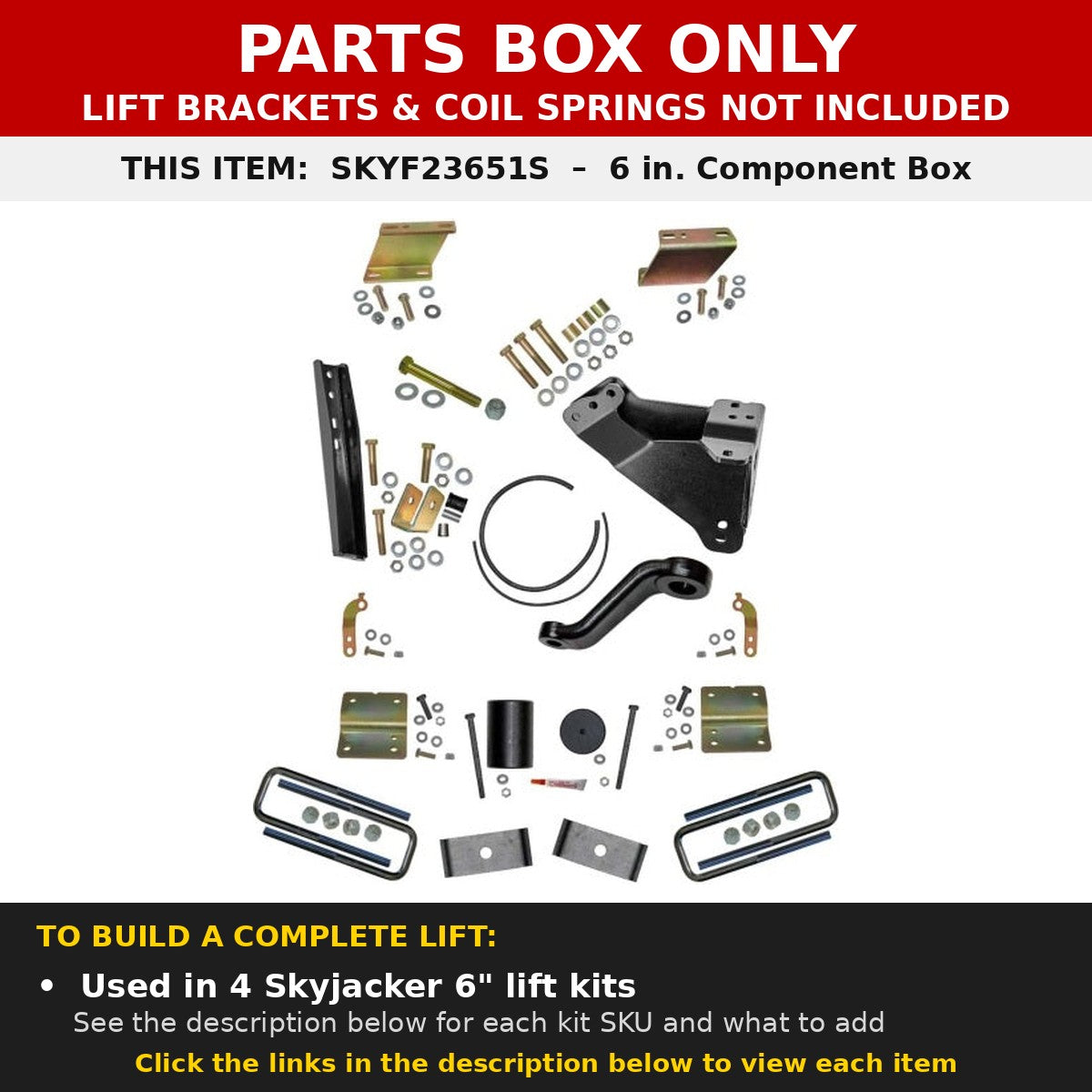 PARTS BOX ONLY - SKYF23651S component box, not a complete lift kit