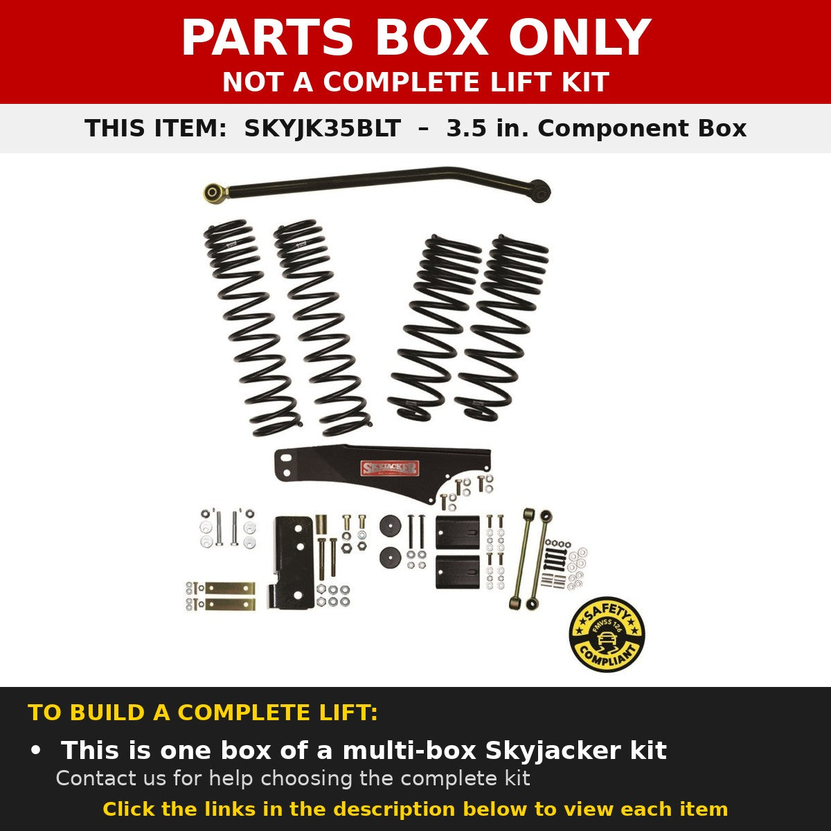 PARTS BOX ONLY - SKYJK35BLT component box, not a complete lift kit