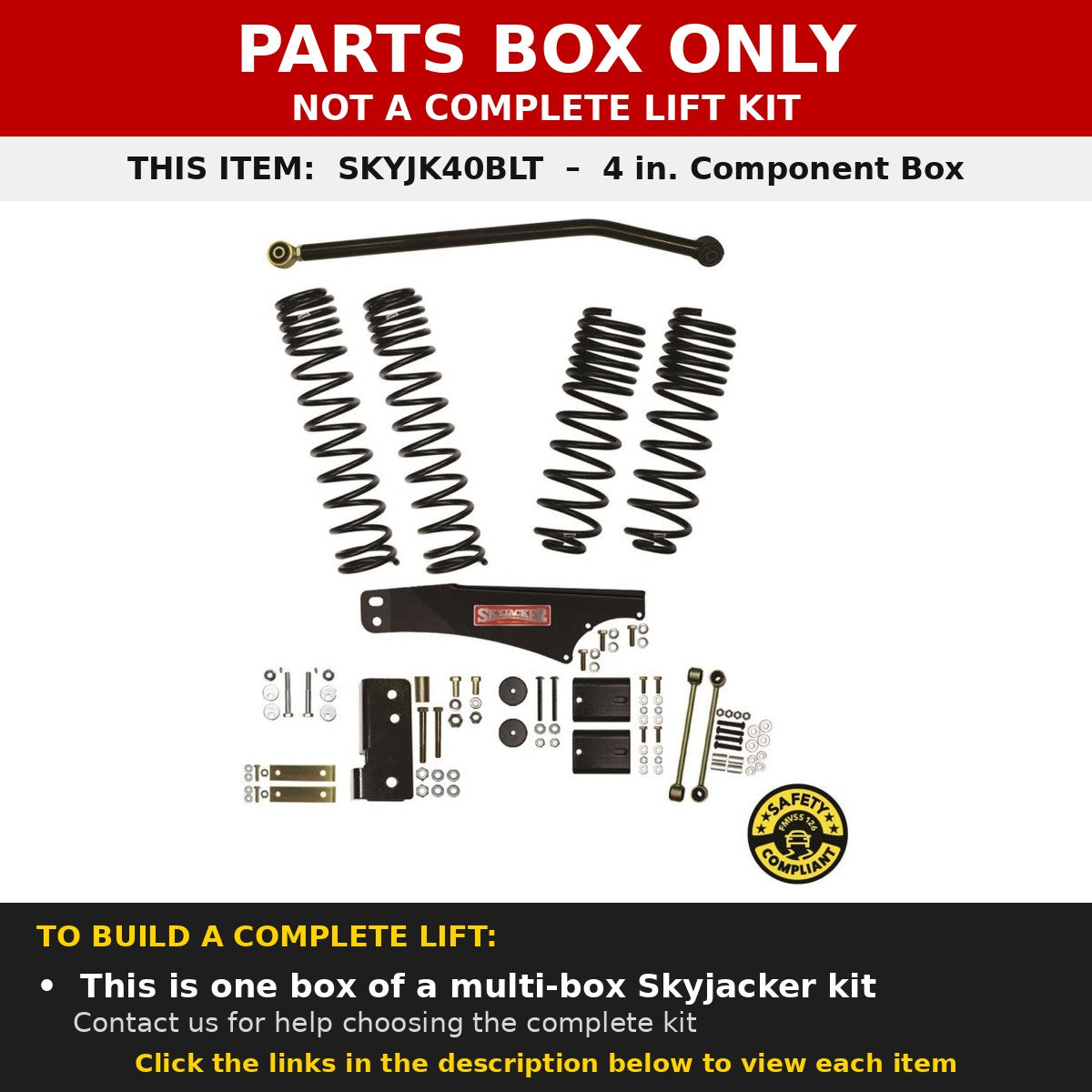 PARTS BOX ONLY - SKYJK40BLT component box, not a complete lift kit