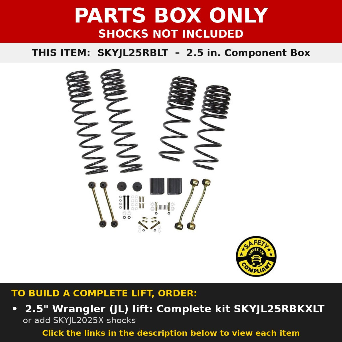 PARTS BOX ONLY - SKYJL25RBLT component box, not a complete lift kit