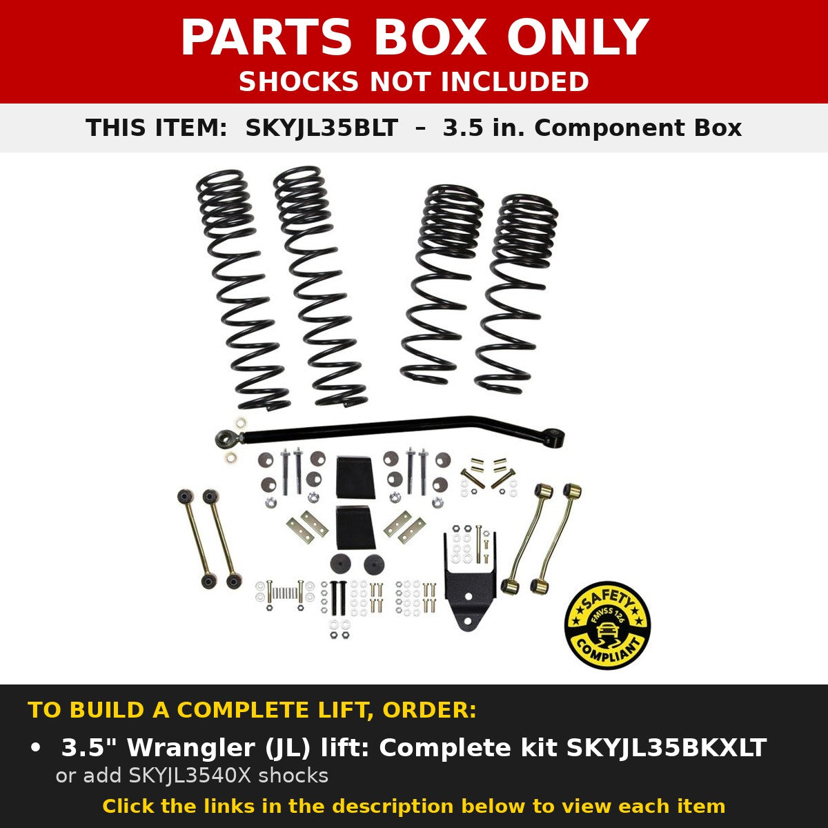 PARTS BOX ONLY - SKYJL35BLT component box, not a complete lift kit