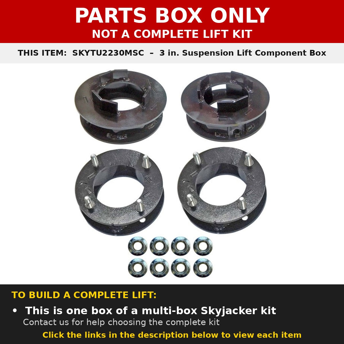 PARTS BOX ONLY - SKYTU2230MSC component box, not a complete lift kit