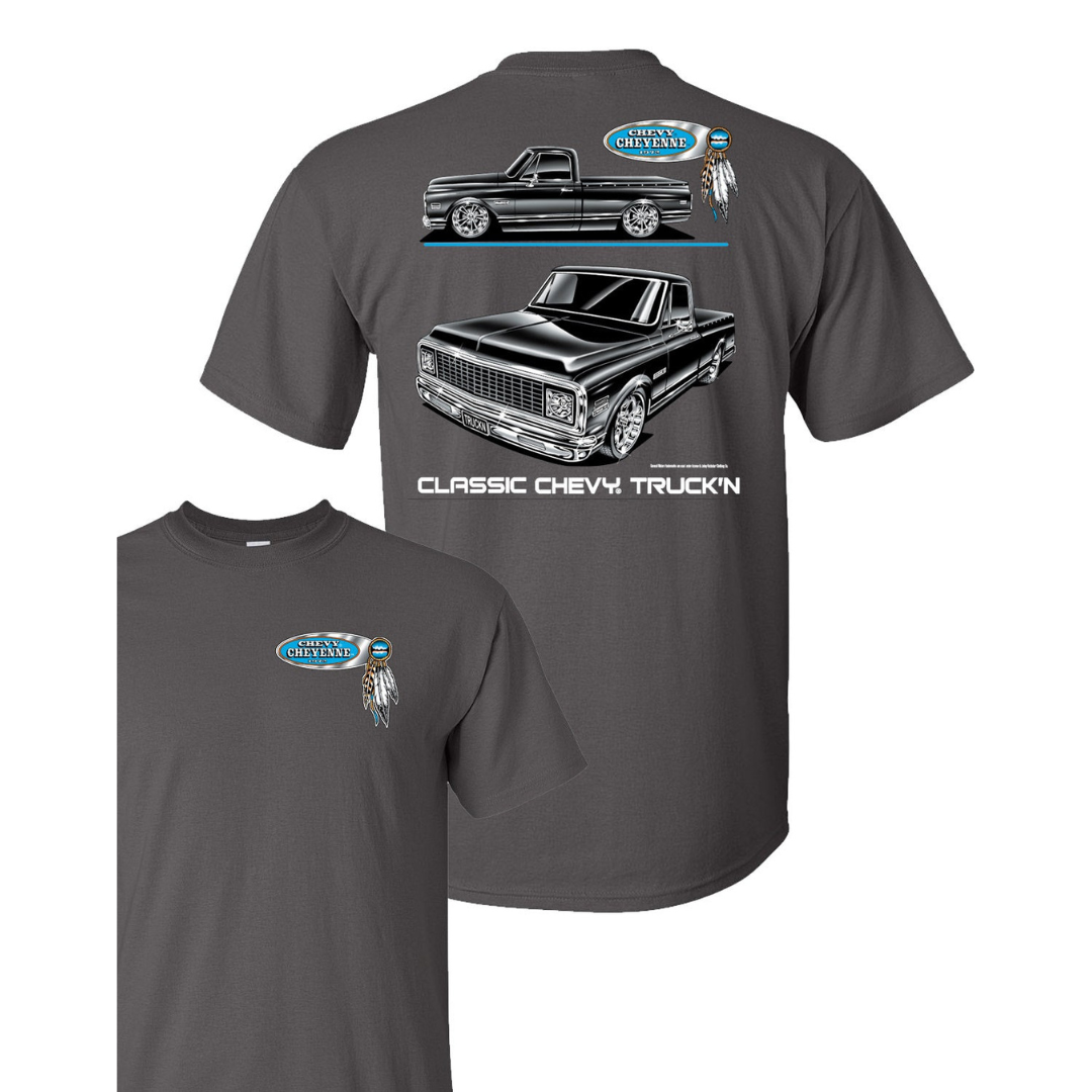 Chevy C10 Cheyenne Truck Blackline Men's T Shirt