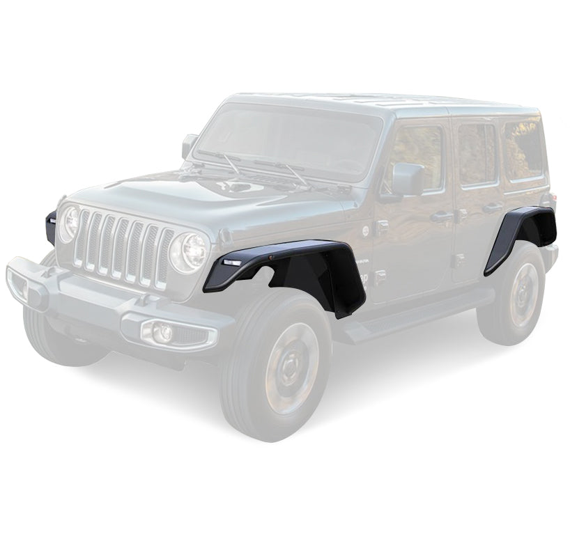 2018-2026 Jeep Wrangler Full Set Tubular Fender Flares & Inner Fender Flares Liners - Front & Rear | Black Horse Off Road - Image 10