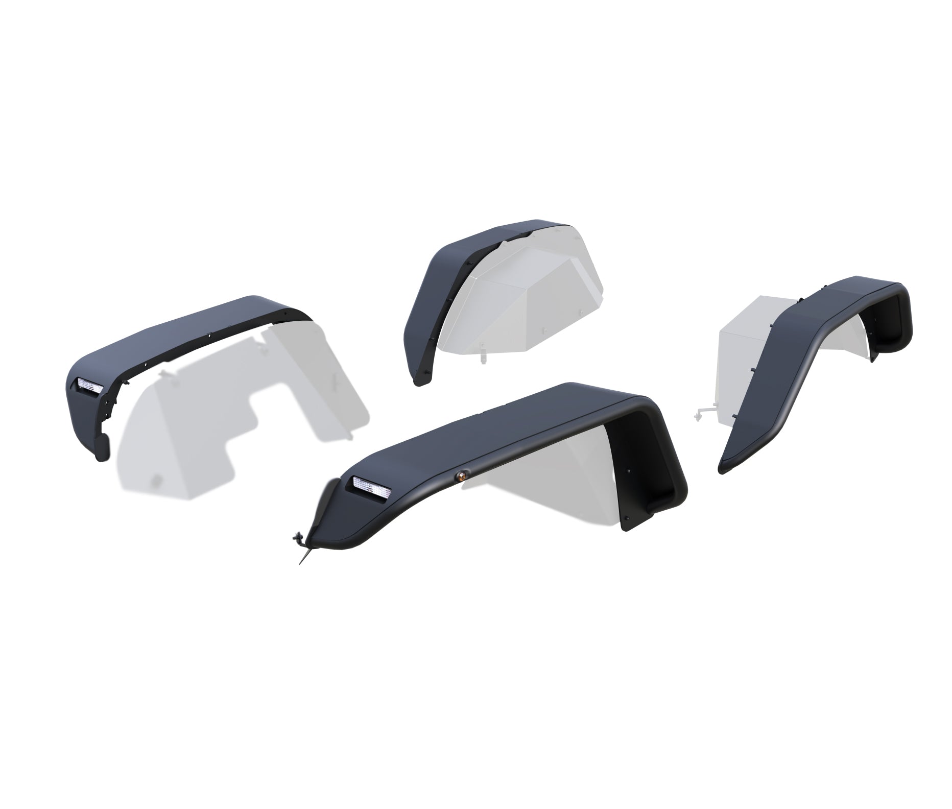 2020-2026 Jeep Gladiator Full Set Tubular Fender Flares - Front & Rear | Black Horse Off Road - Image 1