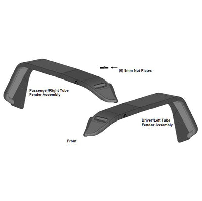 2020-2026 Jeep Gladiator Full Set Tubular Fender Flares & Inner Fender Flares Liners - Front & Rear | Black Horse Off Road - Image 2