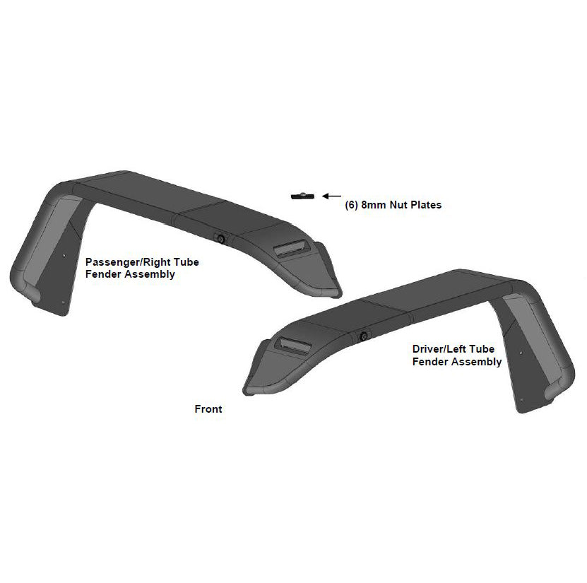 2020-2026 Jeep Gladiator Full Set Tubular Fender Flares & Inner Fender Flares Liners - Front & Rear | Black Horse Off Road - Image 2
