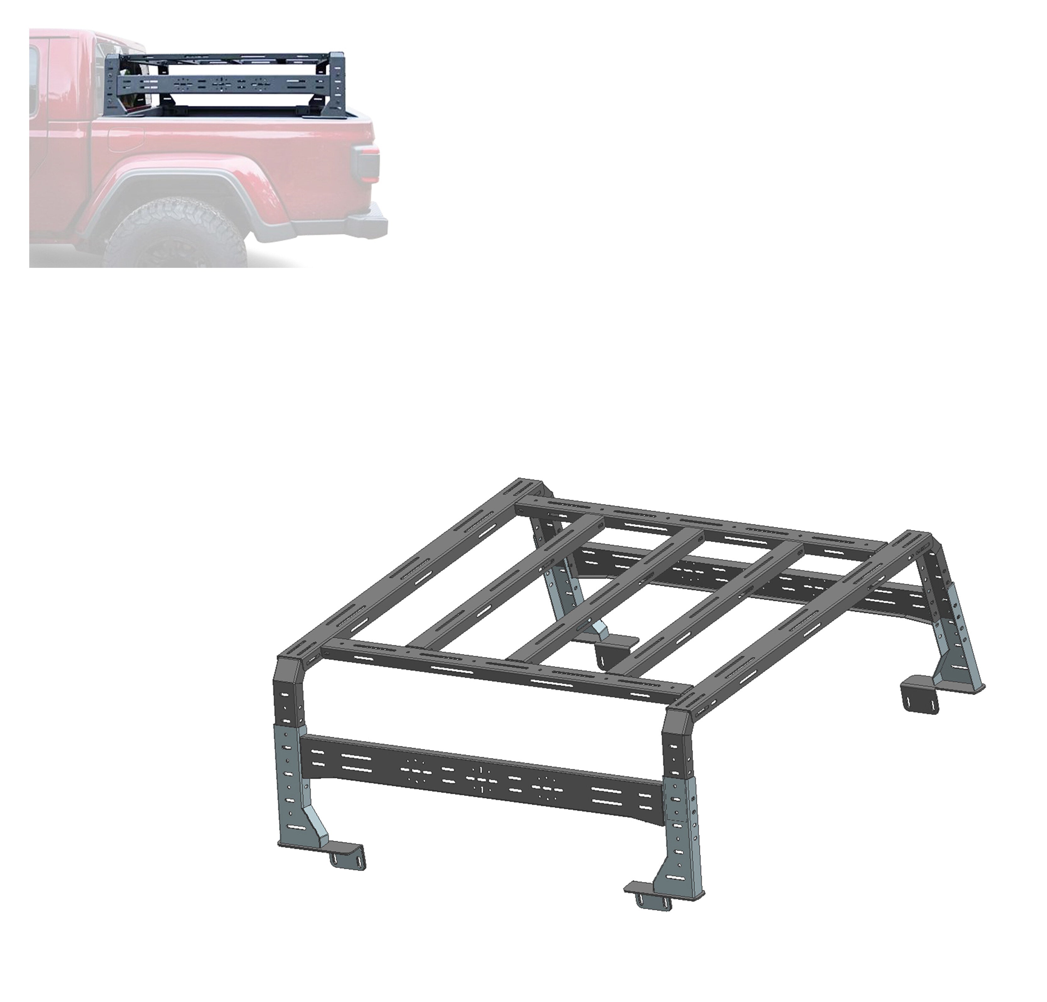 2020-2026 Jeep Gladiator Traveler Overland Utility Bed Rack | Black Horse Off Road - Image 8