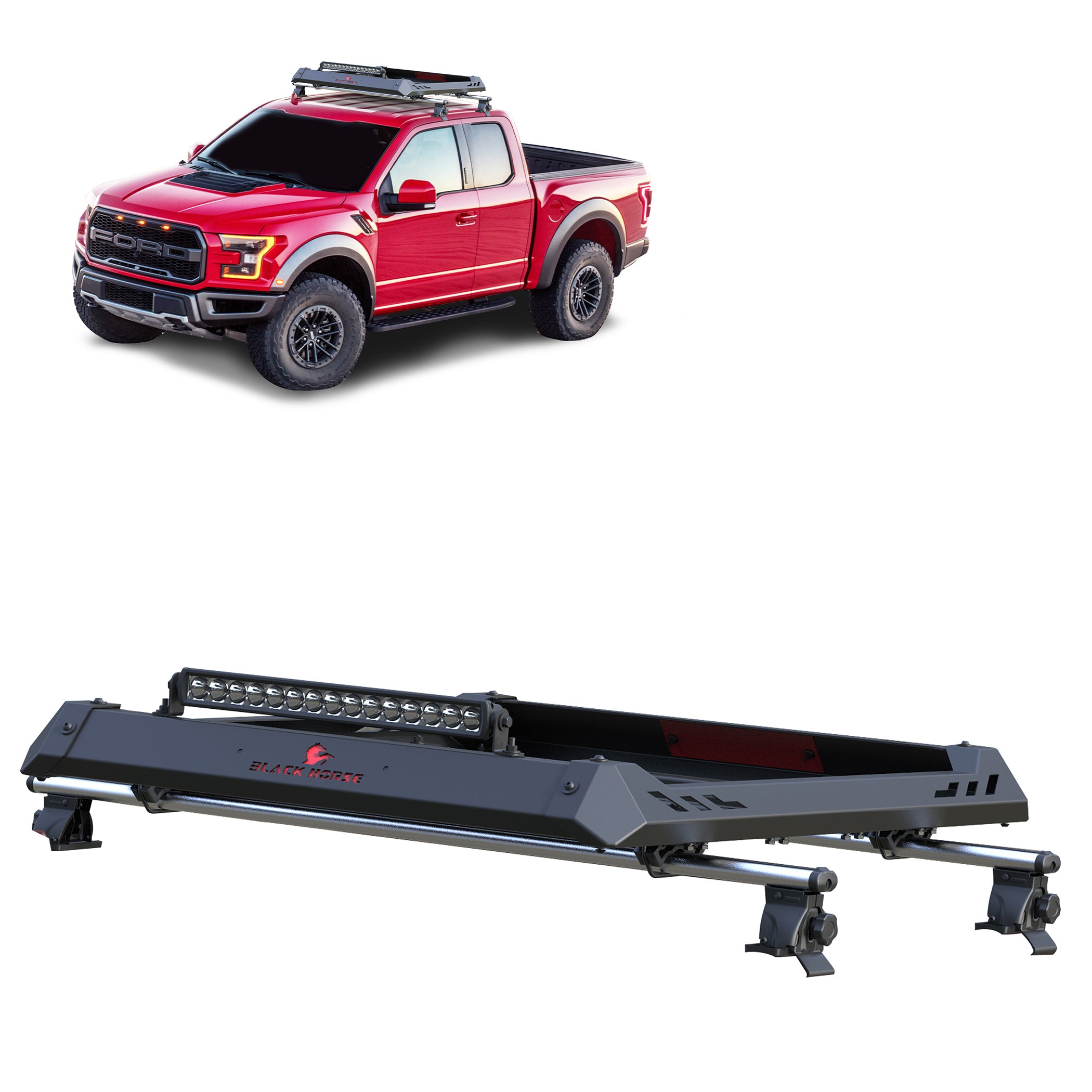 2013-2026 Chevrolet Silverado 1500 / Ford F-150 / Ram 1500 Traveler Roof Rack | Black Horse Off Road - Image 1