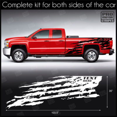 Universal Rear Quarter Tattered Stripes Side Accent Decals For Truck or SUV