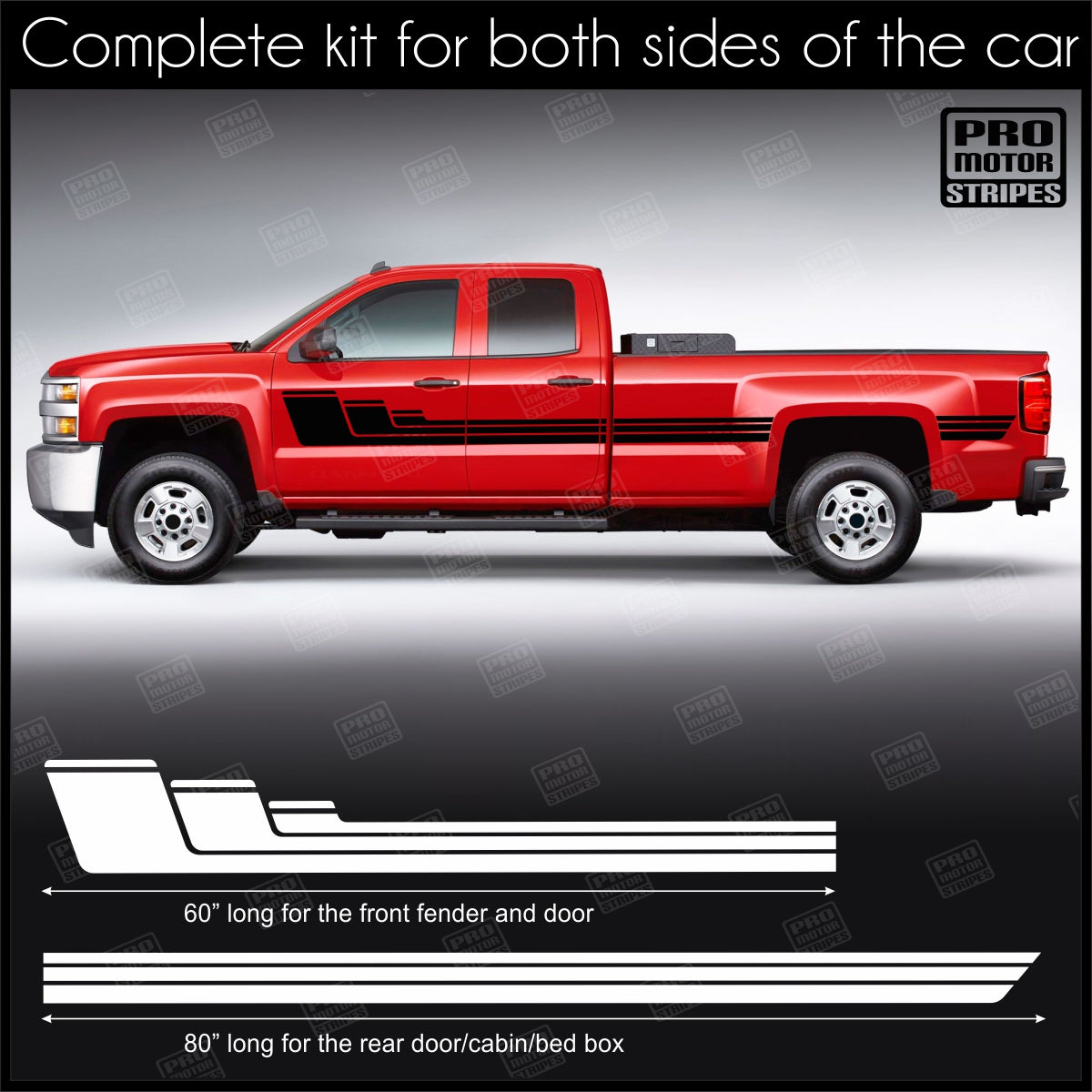 Universal Strobe Hockey Style Side Stripes For Truck or SUV Decal