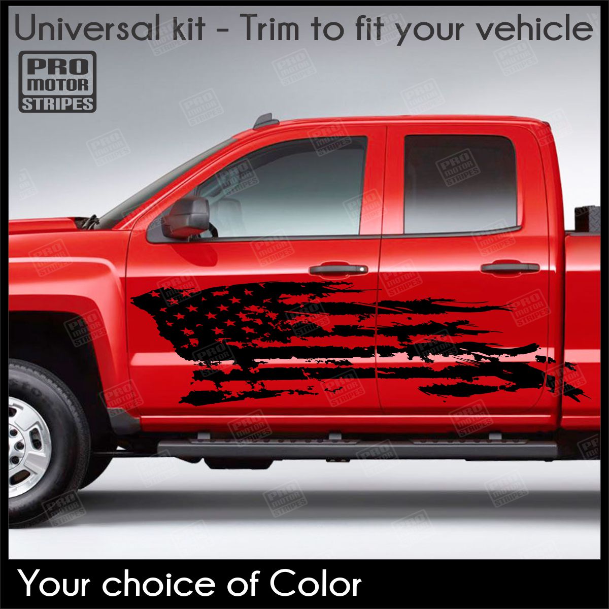 Universal Tattered American Flag Side Stripes For Truck or SUV