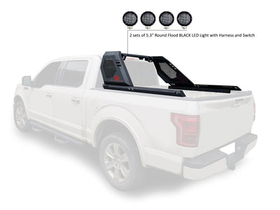 Vigor Roll Bar Kit Modular 2 sets of 5.3" Dia.  Black LED Flood Lights w/ Harness and Switch | Black Horse Off Road - Image 8