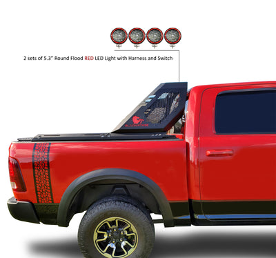 Vigor Roll Bar Kit Modular 2 sets of 5.3" Dia.  Black LED Flood Lights w/ Harness and Switch | Black Horse Off Road - Image 10