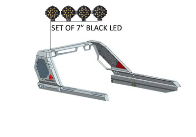 2015-2026 Canyon Vigor Roll Bar Kit Modular Incl. 2 pairs of 7.0"Dia.  LED  Lights w/ Black Trim Rings w/ Wiring Harness and Switch | Black Horse Off Road - Image 2