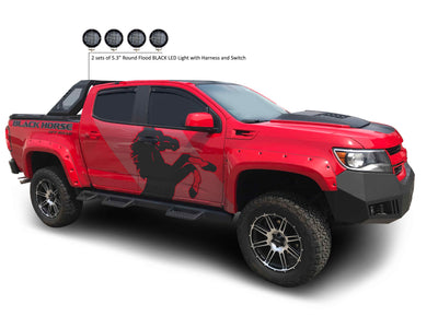 2015-2026 Canyon Vigor Roll Bar Kit Modular 2 sets of 5.3" Dia.  Black LED Flood Lights w/ Harness and Switch | Black Horse Off Road - Image 7