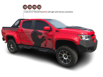 2015-2026 Canyon Vigor Roll Bar Kit Modular 2 sets of 5.3" Dia.  Black LED Flood Lights w/ Harness and Switch | Black Horse Off Road - Image 6