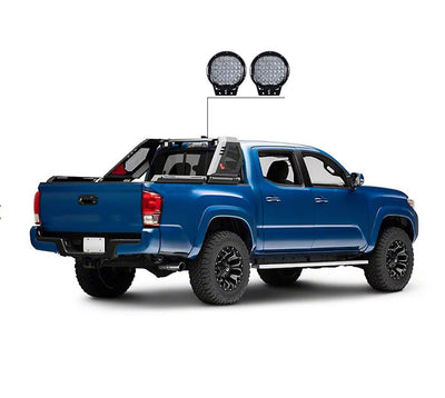 2005-2026 Toyota Tacoma Vigor Roll Bar Kit Modular 2nd Box contains VI06 : 51lb, 34x12x7 W/ Set of 9" Black Round LED Light | Black Horse Off Road - Image 6