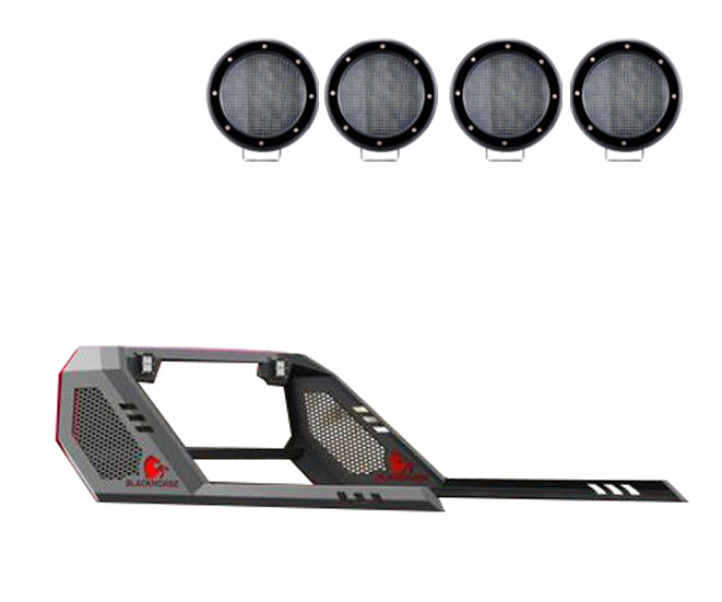 2005-2026 Toyota Tacoma Vigor Roll Bar Kit Modular 2nd Box contains VI06 : 51lb, 34x12x7 & 2 sets of 5.3" Dia.  Black LED Flood Lights w/ Harness and Switch | Black Horse Off Road - Image 10