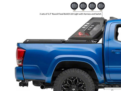 2005-2026 Toyota Tacoma Vigor Roll Bar Kit Modular 2nd Box contains VI06 : 51lb, 34x12x7 & 2 sets of 5.3" Dia.  Black LED Flood Lights w/ Harness and Switch | Black Horse Off Road - Image 9